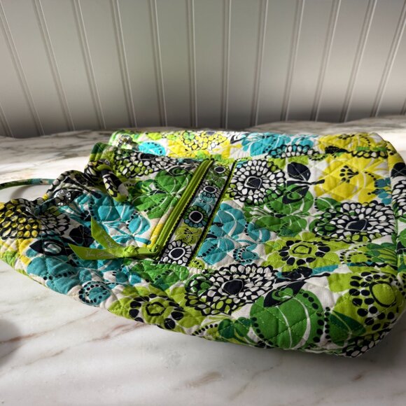 Vera Bradley Quilted Backpack – Green & Blue Floral, 14" x 12.5" - Picture 5 of 7